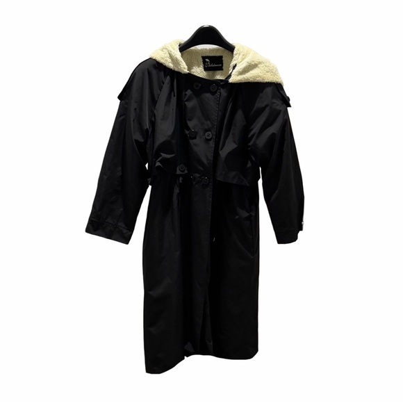 Handmade Jackets & Blazers - Black Double-Breasted Fleece-Lined Trench Coat